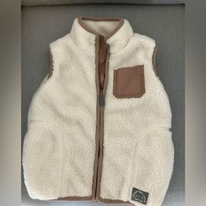 Cozy Cream and Brown Organic Sherpa Toddler Vest